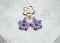 Purple Flower Charm, 17mm x 15mm, Gold Plated Brass, Sold As 2 Pieces.